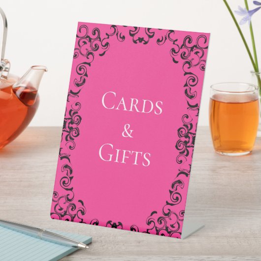 Signe De Table Mariage gothique rose chaud et noir (In SItu)