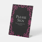 Signe De Table Mariage gothique rose chaud et noir (Recto)