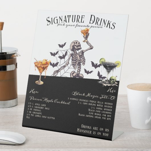 Signe De Table Mariage gothique Squelette Signature Boissons Sign (In SItu)