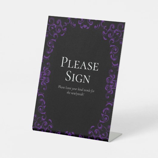 Signe De Table Mariage gothique violet et noir (Recto)