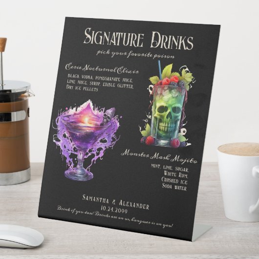 Signe De Table Mariage gothique Whimsigoth 1 Signature Boissons S (In SItu)