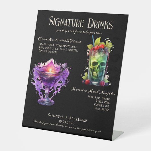 Signe De Table Mariage gothique Whimsigoth 1 Signature Boissons S (Recto)