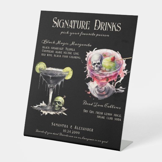 Signe De Table Mariage gothique Whimsigoth 3 Signature Boissons S (Recto)