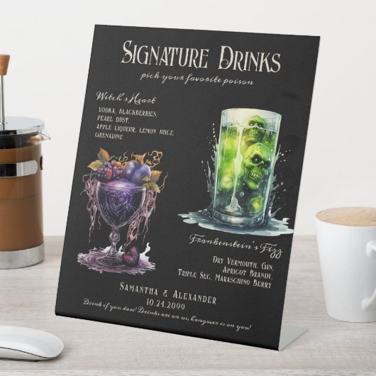 Signe De Table Mariage gothique Whimsigoth 4 Signature Boissons S (In SItu)