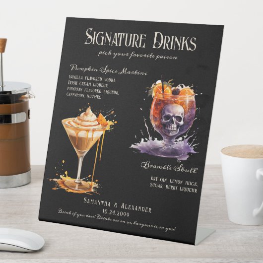 Signe De Table Mariage gothique Whimsigoth 5 Signature Boissons S (In SItu)