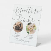 Signe De Table Mariage gris Pet Chien Signature Boissons (Recto)