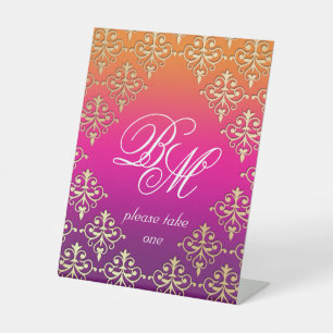 Signe De Table Mariage indien rose violet orange 