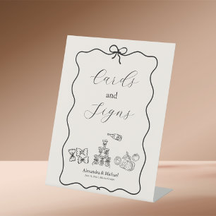 Signe De Table Mariage italien gribouillé fantaisiste ondulé noir