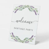 Signe De Table Mariage lavender nom script bienvenue (Recto)