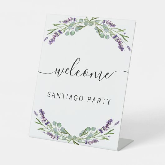 Signe De Table Mariage lavender nom script bienvenue (Recto)
