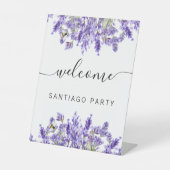 Signe De Table Mariage lavender nom script bienvenue (Recto)