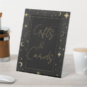 Signe De Table Mariage Lune Céleste Étoiles Noir & Or (In SItu)