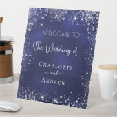 Signe De Table Mariage marine bleu argent parties scintillant bie (In SItu)