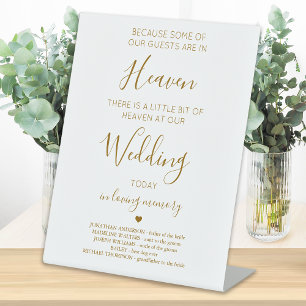 Signe De Table Mariage Memorial Gold Personnalisé Heaven Poem