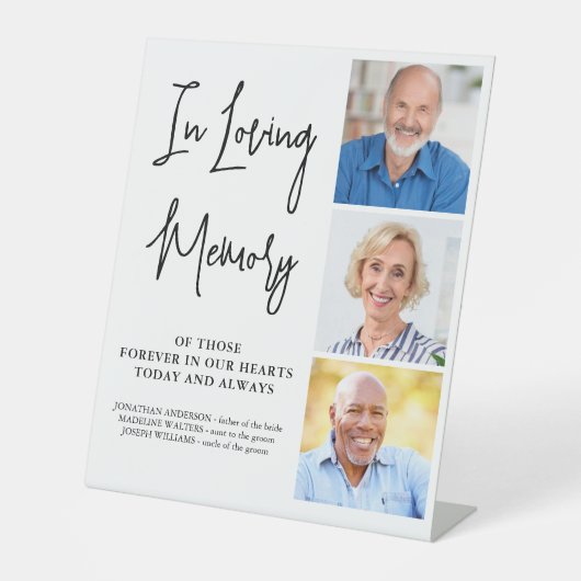 Signe De Table Mariage Memorial Personnaliser 3 Photo Love Memory (Recto)