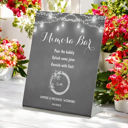 Signe De Table Mariage Mimosa Bar Black Mason Jar