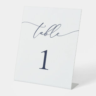 Signe De Table Mariage minimaliste bleu marine Numéro de tableau