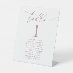 Signe De Table Mariage minimaliste Dusty Rose Numéro de table