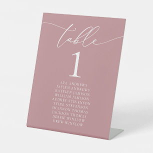 Signe De Table Mariage minimaliste Dusty Rose Numéro de table