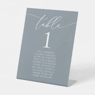 Signe De Table Mariage minimaliste gris bleu foncé