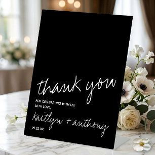 Signe De Table Mariage minimaliste moderne avec écriture noir et