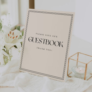 Signe De Table Mariage Minimaliste Moderne Beige "Signez Notre Li