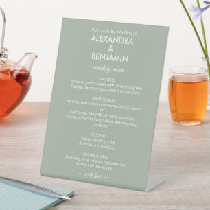 Signe De Table Mariage minimaliste moderne Menu vert sauge