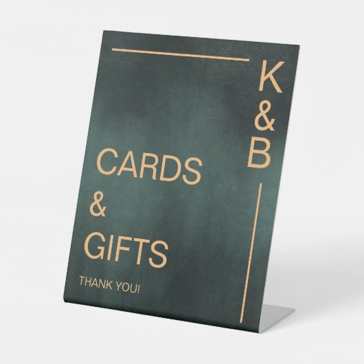 Signe De Table Mariage moderne Emerald Green Cartes et cadeaux (Recto)