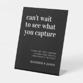 Signe De Table Mariage moderne en noir gras Signal photo jetable (Recto)