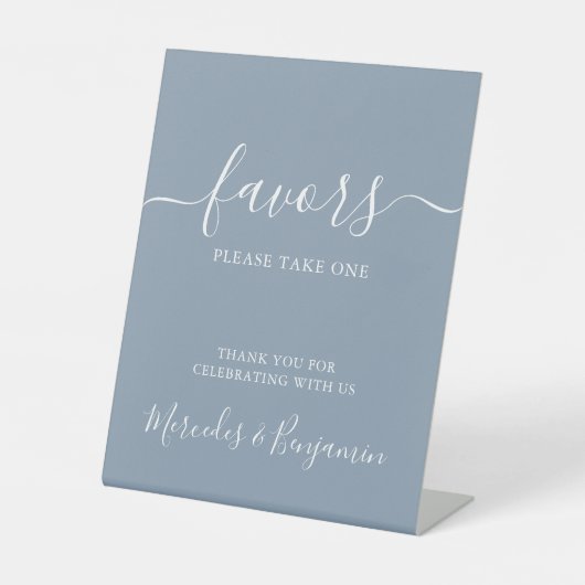 Signe De Table Mariage moderne Faveurs Personnalisé Dusty Blue (Recto)