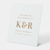 Signe De Table Mariage Monogram Gold et White Welcome (Recto)