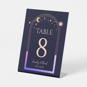 Signe De Table Mariage mystique Rainbow Navy Blue Sun Moon Stars