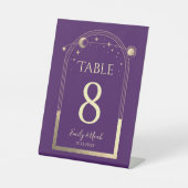 Signe De Table Mariage mystique violet or Sun Moon étoiles (Recto)
