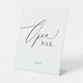 Signe De Table Mariage noir blanc Calligraphie Open Bar (Recto)