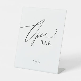 Signe De Table Mariage noir blanc Calligraphie Open Bar