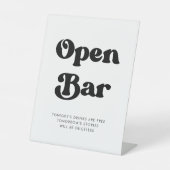 Signe De Table Mariage noir & blanc élégant rétro Open Bar (Recto)