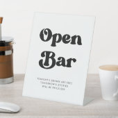 Signe De Table Mariage noir & blanc élégant rétro Open Bar (In SItu)