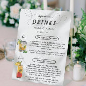 Signe De Table Mariage noir blanc signature simple Boisson