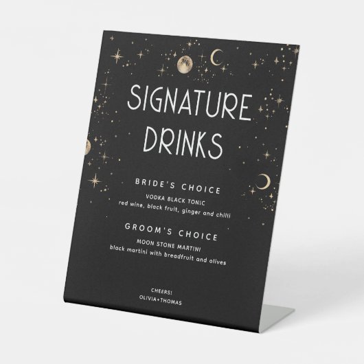 Signe De Table Mariage noir céleste Signature Boissons (Recto)