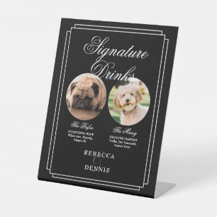 Signe De Table Mariage Noir Et Blanc Pet Chien Signature Boissons
