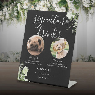 Signe De Table Mariage Noir Et Blanc Pet Chien Signature Boissons