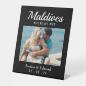 Signe De Table Mariage noir Nom de la table de destination Couple (Recto)