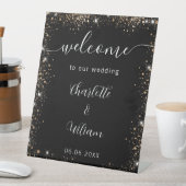 Signe De Table Mariage noir or parties scintillant noms script bi (In SItu)