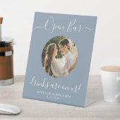 Signe De Table Mariage Open Bar Personnalisé Dusty Blue Photo (In SItu)