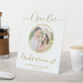 Signe De Table Mariage Open Bar Personnalisé Elegant Gold Photo (In SItu)