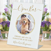 Signe De Table Mariage Open Bar Personnalisé Gold Pet Dog Boisson