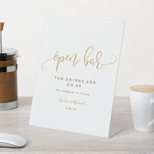 Signe De Table Mariage Open Bar Signal Tourbillonnant Calligraphi (In SItu)
