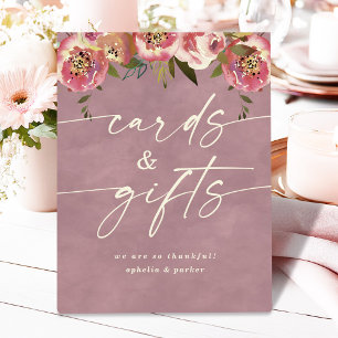 Signe De Table Mariage Ophelia Dusty Rose Floral Cartes et Cadeau