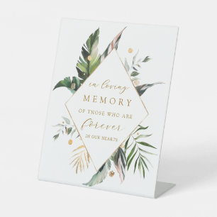 Signe De Table Mariage Or Tropical Foliage En Mémoire Amoureuse