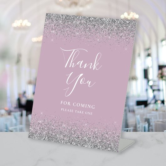 Signe De Table Mariage Parties scintillant Dusty Lilac Silver